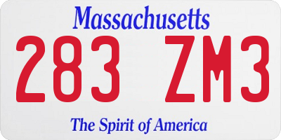 MA license plate 283ZM3