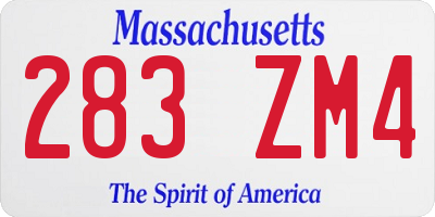 MA license plate 283ZM4