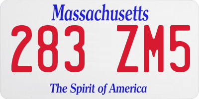 MA license plate 283ZM5
