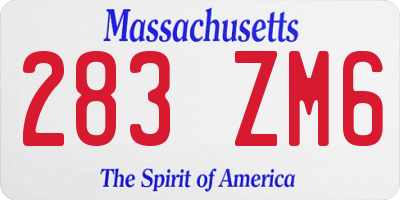 MA license plate 283ZM6