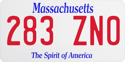 MA license plate 283ZN0