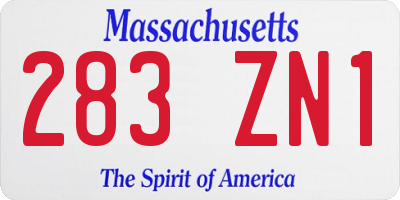 MA license plate 283ZN1