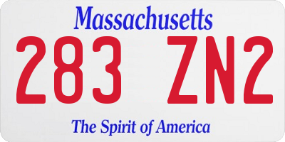 MA license plate 283ZN2