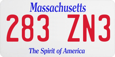 MA license plate 283ZN3