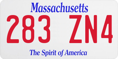 MA license plate 283ZN4