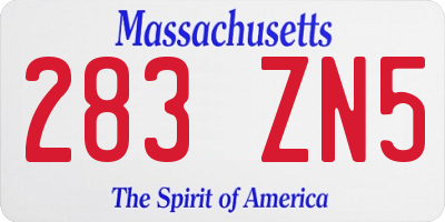 MA license plate 283ZN5