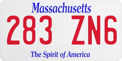 MA license plate 283ZN6
