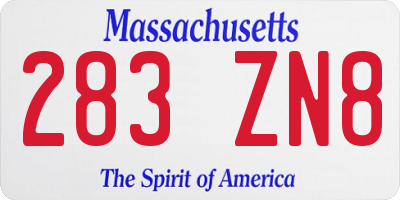 MA license plate 283ZN8