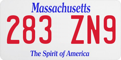 MA license plate 283ZN9