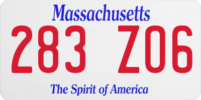 MA license plate 283ZO6