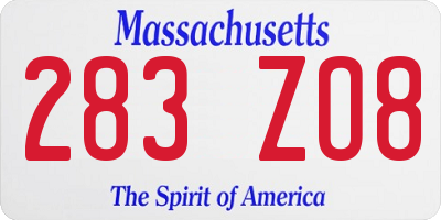 MA license plate 283ZO8