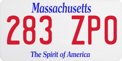 MA license plate 283ZP0