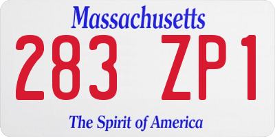 MA license plate 283ZP1