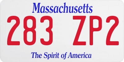 MA license plate 283ZP2