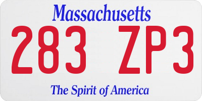 MA license plate 283ZP3