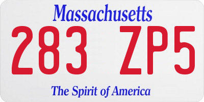 MA license plate 283ZP5