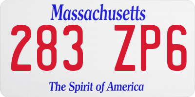 MA license plate 283ZP6