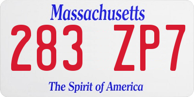 MA license plate 283ZP7