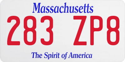 MA license plate 283ZP8