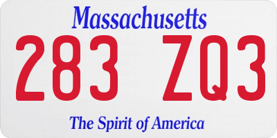 MA license plate 283ZQ3