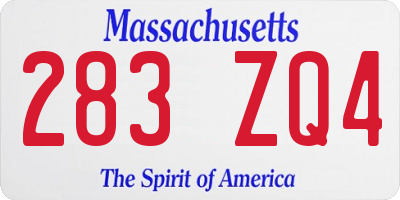 MA license plate 283ZQ4