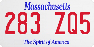 MA license plate 283ZQ5