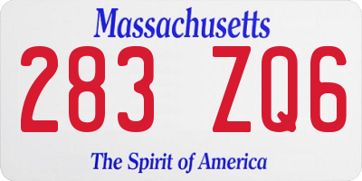 MA license plate 283ZQ6