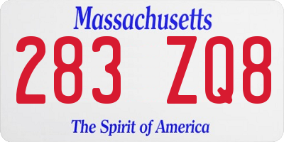 MA license plate 283ZQ8