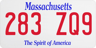 MA license plate 283ZQ9