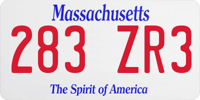 MA license plate 283ZR3