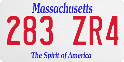 MA license plate 283ZR4