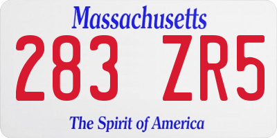 MA license plate 283ZR5