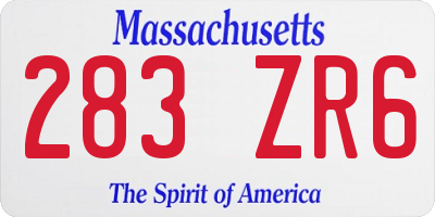 MA license plate 283ZR6