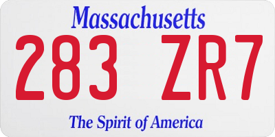 MA license plate 283ZR7