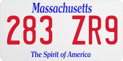 MA license plate 283ZR9