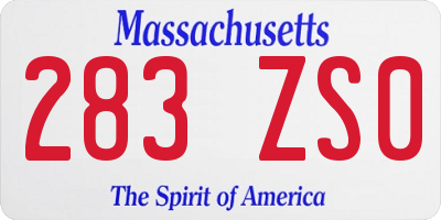 MA license plate 283ZS0