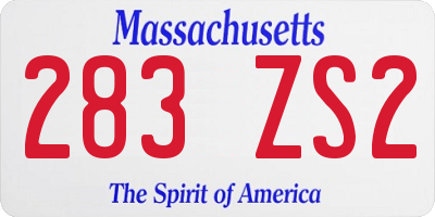 MA license plate 283ZS2