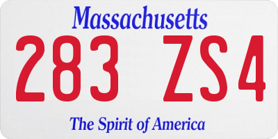 MA license plate 283ZS4
