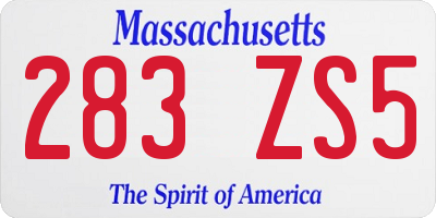MA license plate 283ZS5