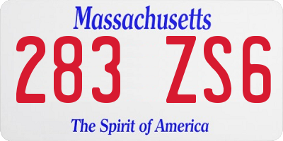 MA license plate 283ZS6