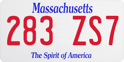 MA license plate 283ZS7