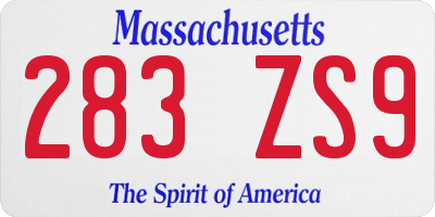 MA license plate 283ZS9
