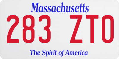 MA license plate 283ZT0