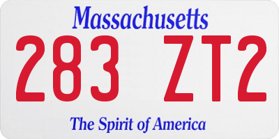 MA license plate 283ZT2