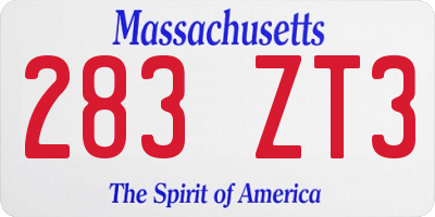 MA license plate 283ZT3