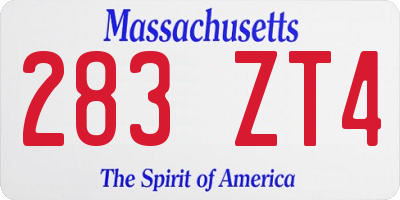 MA license plate 283ZT4