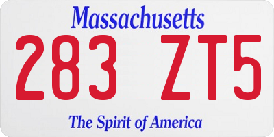 MA license plate 283ZT5