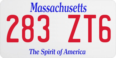 MA license plate 283ZT6