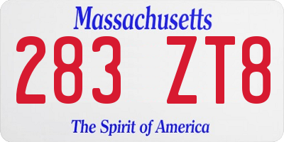 MA license plate 283ZT8