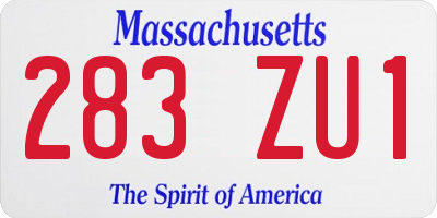 MA license plate 283ZU1